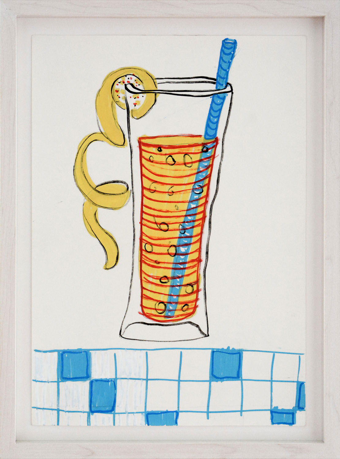 Who needs lunch?! (sketch), 2020 Marker und Acrylfarbe auf Papier 29,7 × 21 cm 34,5 × 26 × 2,2 cm (framed)