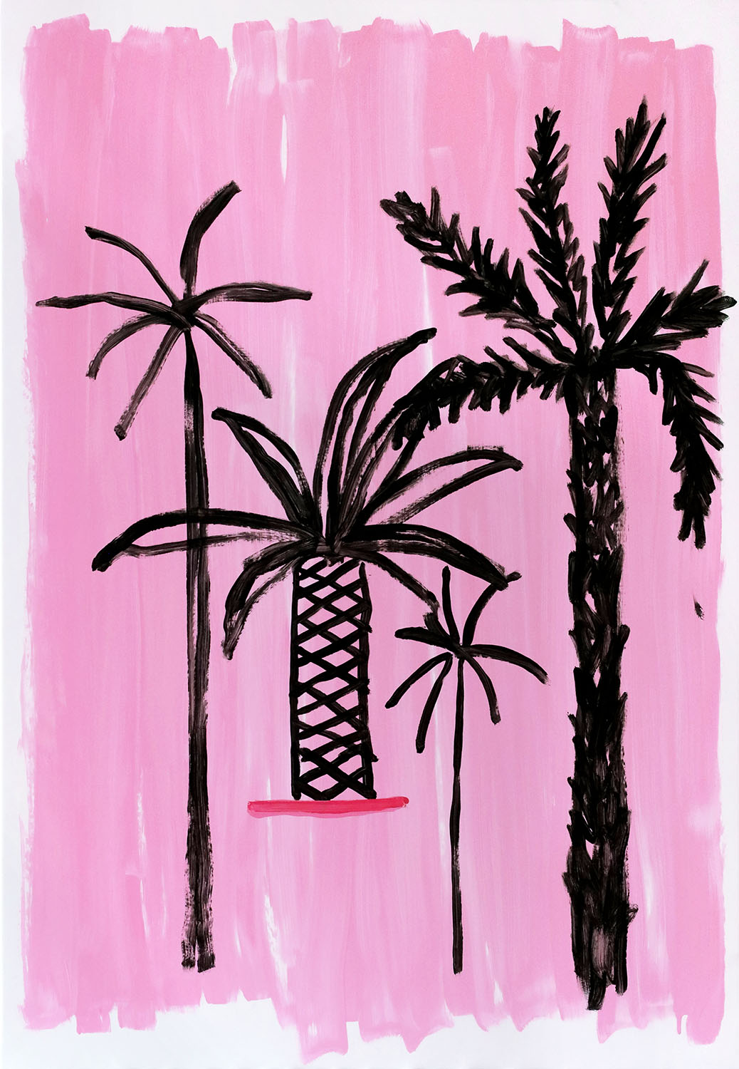 Katharina Arndt I like palmtrees., 2021 acrylic paint and marker on lacquer fabric 130 × 90 cm